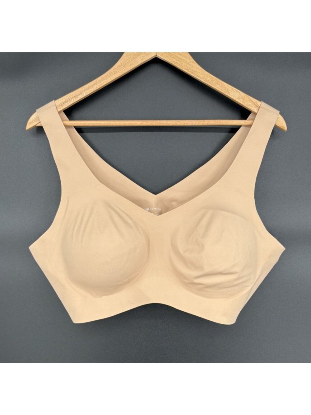 Honeylove V-Neck Bra 2X Sand Nude Seamless Wireless Support Sculpting Shapewear